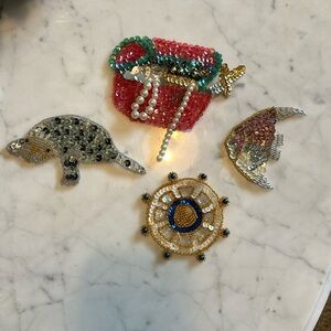 Set of 4 nautical themed sequined vintage appliqués.